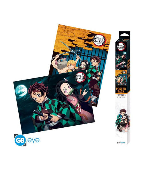 DEMON SLAYER - Set 2 Posters Chibi 52x38 - Group & Duo