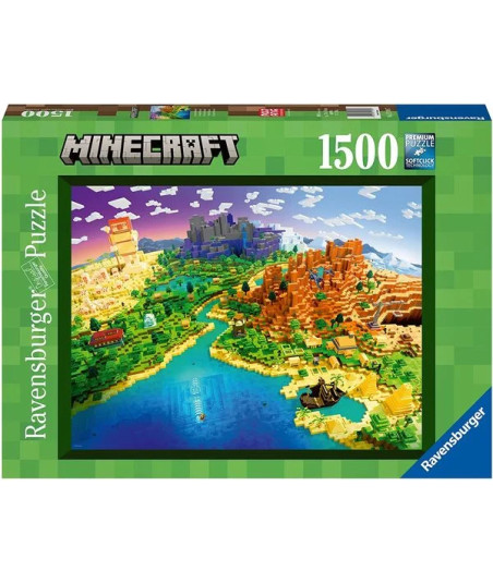 Puzzle Ravensburger Minecraft 1500 piezas - Paisaje de Biomas del Mundo Minecraft