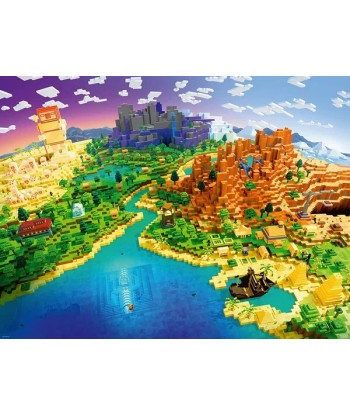 Puzzle Ravensburger Minecraft 1500 piezas - Paisaje de Biomas del Mundo Minecraft