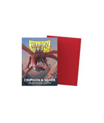 Fundas Standard Matte Dual Crimson & Silver (100) - Dragon Shield