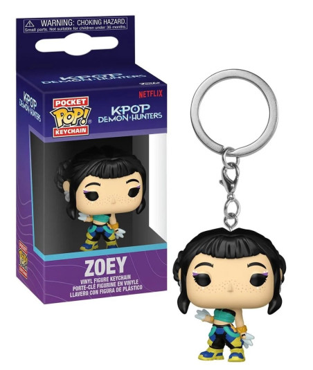 Llavero Funko Pocket Pop Zoey - Netflix K-Pop Demon Hunters - Con Cabello Negro, Pecas y Guantes de Combate 4 cm