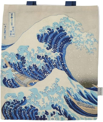 Bolsa de tela en algodón Enesco Hokusai, La gran ola de Kanagawa (44x38cm)