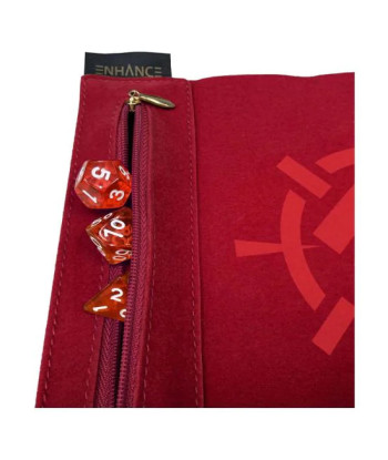 Estuche “Roll on a Scroll con Juego de 7 Dados Acrílicos (Rojo) - Enhance Gaming