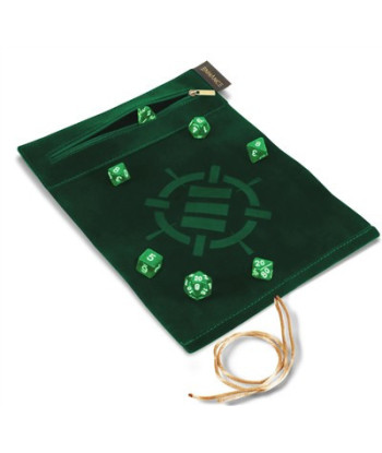 Estuche “Roll on a Scroll con Juego de 7 Dados Acrílicos (Verde) - Enhance Gaming