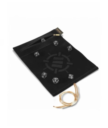Estuche “Roll on a Scroll con Juego de 7 Dados Acrílicos (Negro) - Enhance Gaming