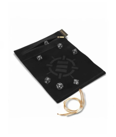 Estuche “Roll on a Scroll con Juego de 7 Dados Acrílicos (Negro) - Enhance Gaming