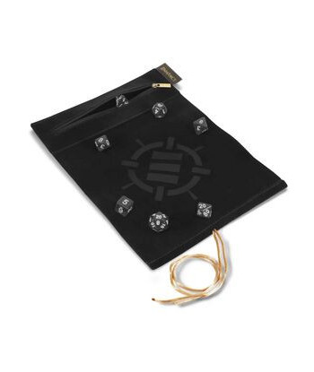 Estuche “Roll on a Scroll con Juego de 7 Dados Acrílicos (Negro) - Enhance Gaming