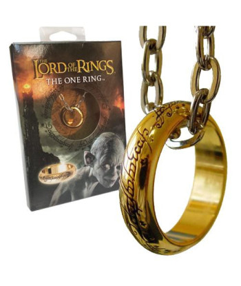 Réplica Anillo Único Bañado en Oro con Cadena - El Señor de los Anillos