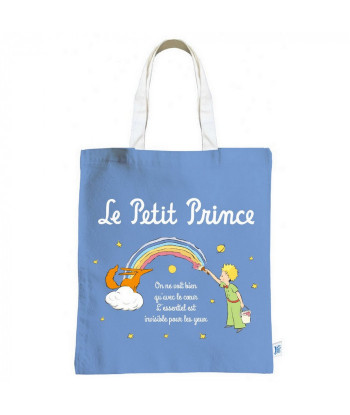 Bolsa de tela en algodón El Principito pintando un arcoíris (38x44cm)