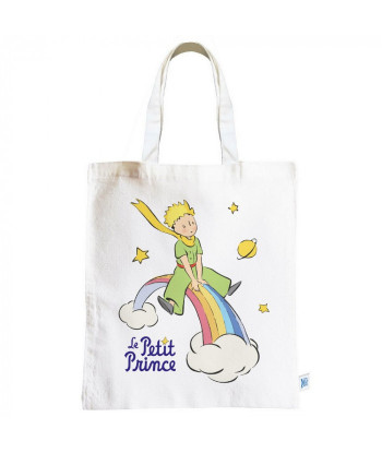 Bolsa de tela en algodón El Principito en un arcoíris (38x44cm)