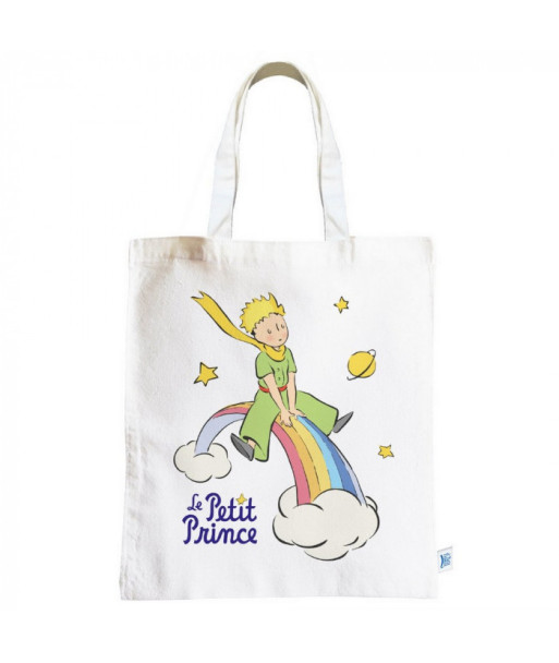 Bolsa de tela en algodón El Principito en un arcoíris (38x44cm)