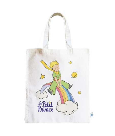 Bolsa de tela en algodón El Principito en un arcoíris (38x44cm)