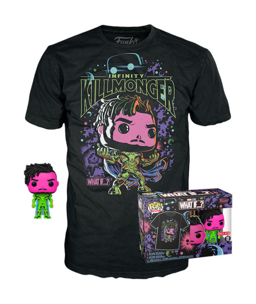 MARVEL POP! & TEES SET DE FIGURA Y CAMISETA KILLERMONGER BLACKLIGHT